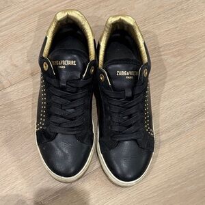 Zadig & Voltaire women’s Black Sneakers with Gold Accents